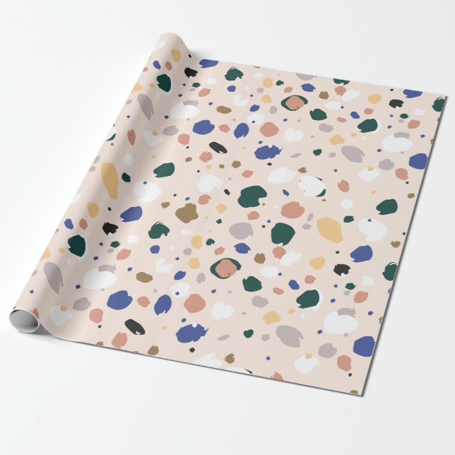 Happy Colors Terrazzo Pattern Wrapping Paper (Unrolled)