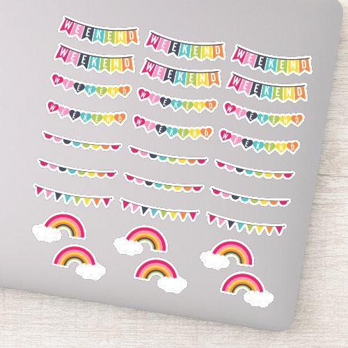 Custom Vinyl Stickers 9 Happy Colors | Weekend Bunting Planner Stickers