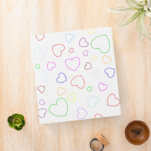 Happy colourful hearts 3 ring binder