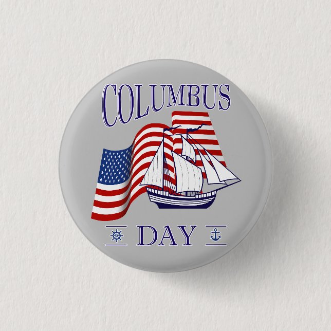 Happy Columbus Day Button (Front)