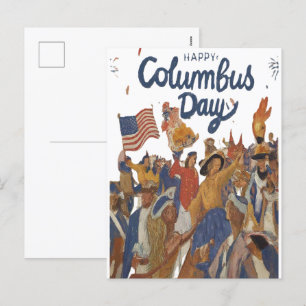 Happy Columbus Day Celebration  Holiday Postcard