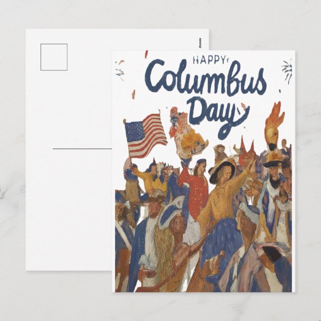 Happy Columbus Day Celebration  Holiday Postcard (Front/Back)