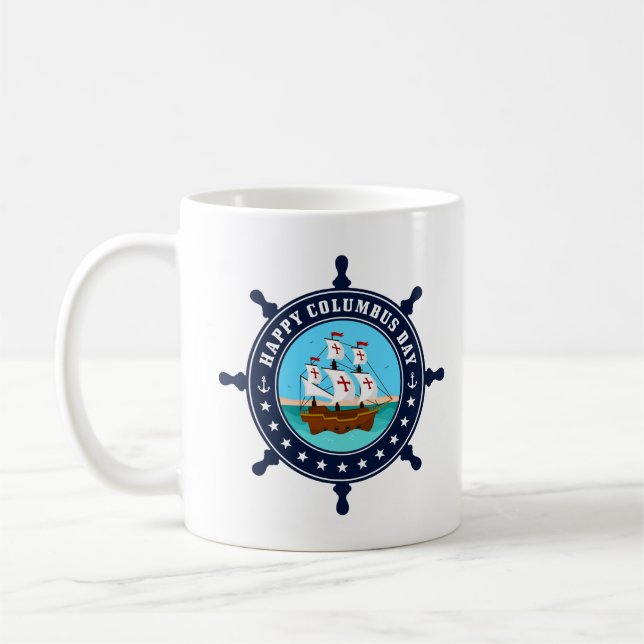 Happy Columbus Day Mug | Explorer Holiday Coffee (Left)
