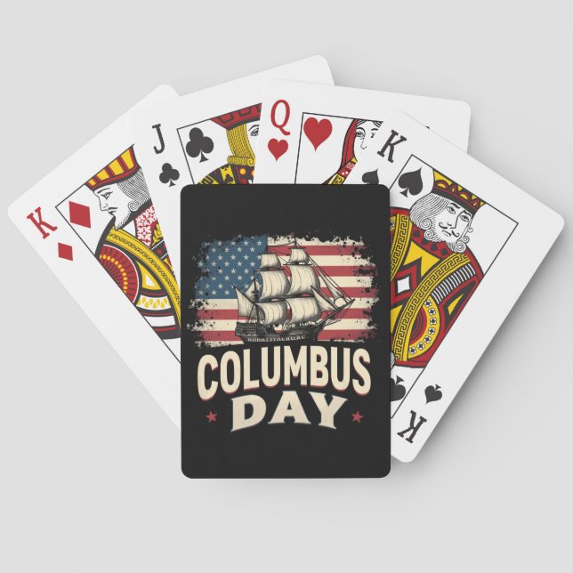 Happy Columbus Day of Exploration and Reflection Poker Cards (Back)