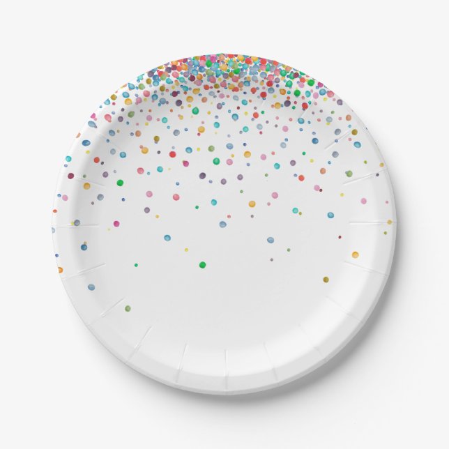 Happy Confetti Dots Paper Plates (Front)