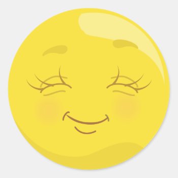 Happy & Content Yellow Emoji Face Stickers by MishMoshEmoji at Zazzle