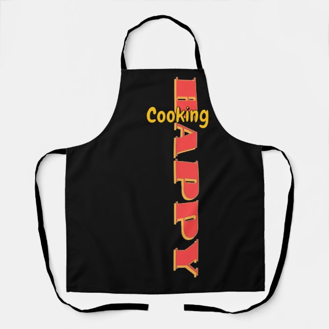 Happy Cooking Black Chef     Apron (Front)