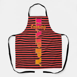 Happy Cooking Red Black Horizontal Stripe        Apron
