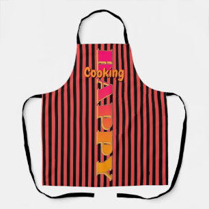 Happy Cooking Red Black Stripe        Apron