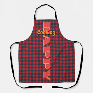 Happy Cooking Red Checks Apron
