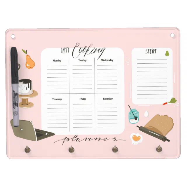 Happy Cooking Weekly Meal Planner Dry Erase Board Zazzle
