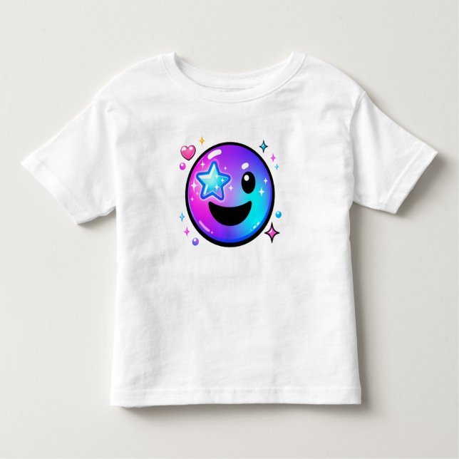 Happy Cool Smiley Face Y2K Toddler T-Shirt (Front)