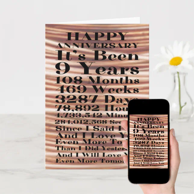 Happy Copper 9th Wedding Anniversary Card Zazzle