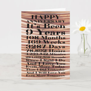 Happy Copper 9th Wedding Anniversary Card
