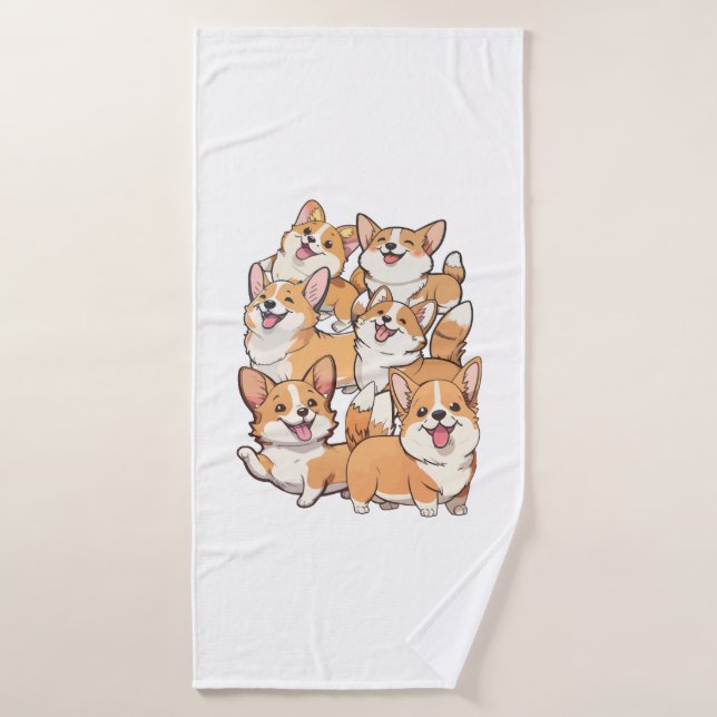 happy Corgi dogs Bath Towel (Bath Towel)