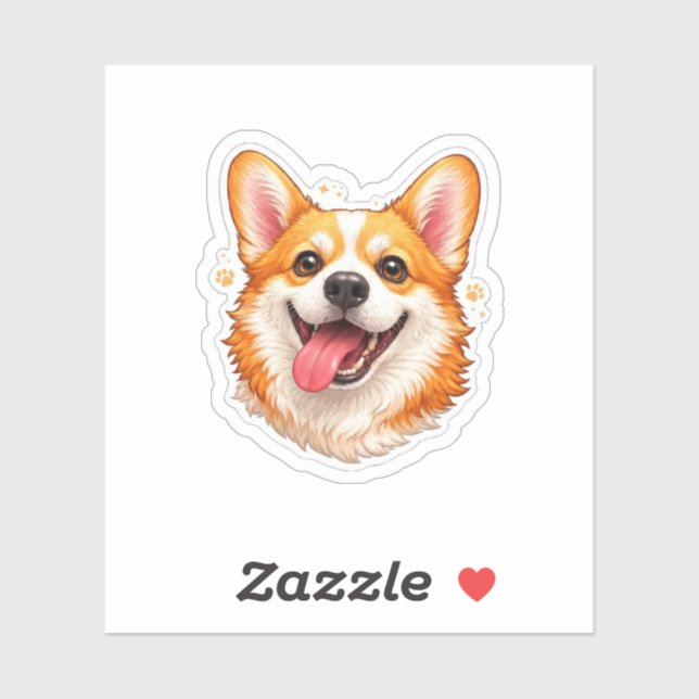 Happy Corgi Face Sticker (Sheet)