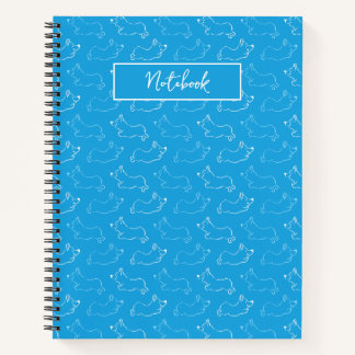 Happy Corgi Hand-Drawn Doodle Teal Custom Notebook