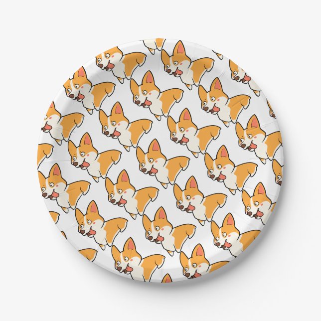 Happy Corgi Paper Plates (Front)