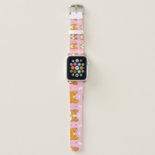 Happy Corgi Vintage Dog Seamless Apple Watch Band