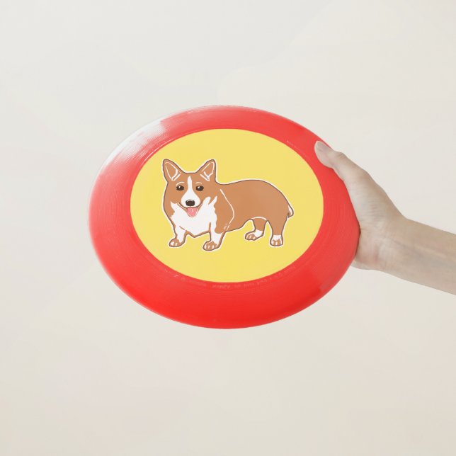 Happy Corgi Wham-O Frisbee (In Hand)