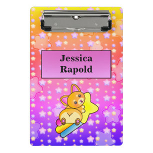 Happy Corgi with Beautiful Pastel Stars Mini Clipboard
