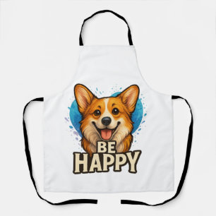 Happy Corgi with Colorful Heart- Dog lover design Apron