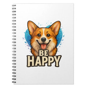 Happy Corgi with Colorful Heart- Dog lover design Notebook