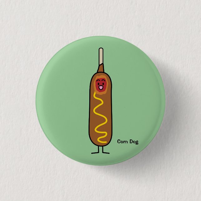 Happy Corn Dog Pinback Button (Front)