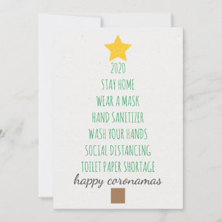 Happy Coronamas Christmas Tree Typography Holiday Card