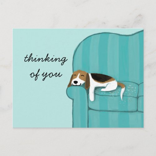 Happy Couch Beagle  Cute Dog Custom Postcard