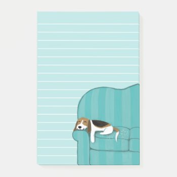 Happy Couch Beagle | Cute Dog Lined Post-it Notes by jennsdoodleworld at Zazzle