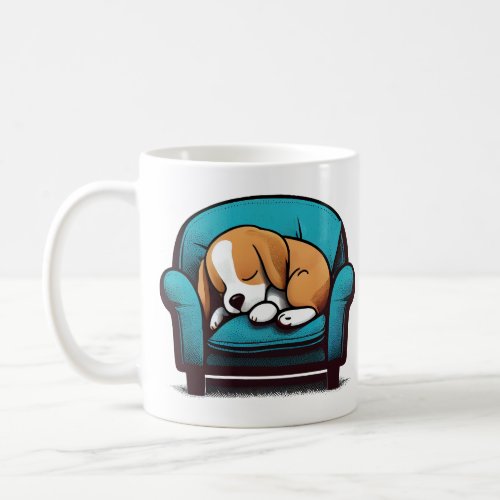 Happy Couch Beagle  Cute Sleeping Dog  Pet Art  Coffee Mug