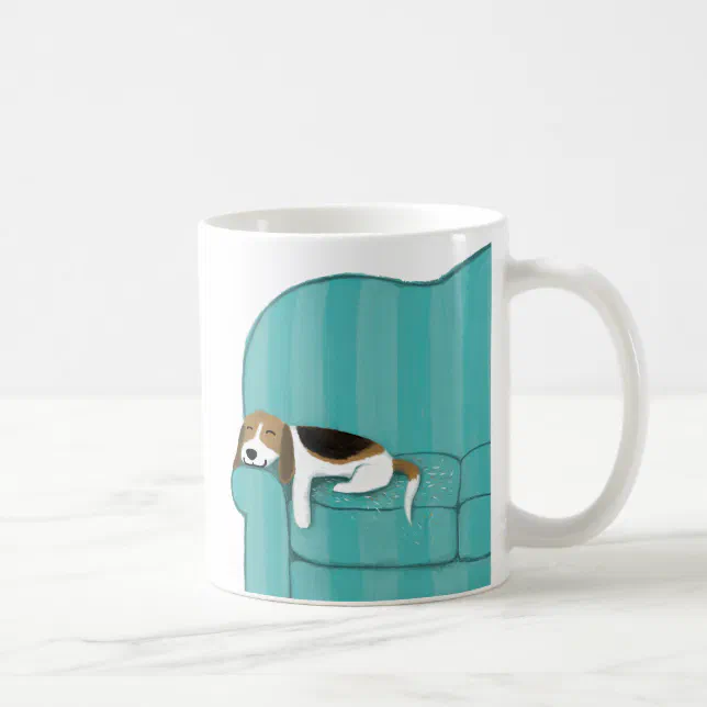 Happy Couch Beagle | Cute Sleeping Dog | Pet Art Coffee Mug | Zazzle