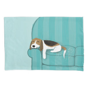 Happy Couch Beagle Cute Sleeping Dog Pet Art Pillowcase