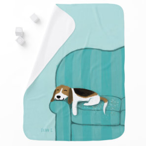 Happy Couch Beagle | Cute Sleeping Puppy Dog Stroller Blanket