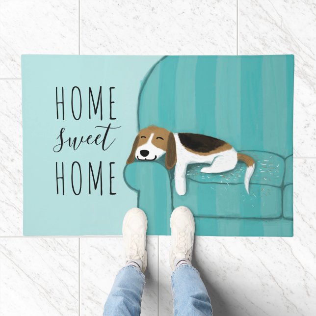 Happy Couch Beagle Home Sweet Home | Cute Dog Doormat (Indoor)