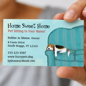Happy Couch Dog Cute Beagle Pet Care Animal Lover Business Card