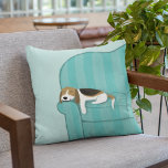 Happy Couch Dog - Cute Beagle Relaxing on Sofa Throw Pillow<br><div class="desc">Art Illustration of a happy Beagle resting at home on the couch. This sleeping pet dog loves his or her spot on the sofa. Display this decorative throw pillow on your couch, chair or bed. Makes a cute gift for dog lovers. Visit Jenn’s Doodle World for even more animal lover’s...</div>