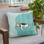 Happy Couch Dog - Cute Beagle Relaxing On Sofa Throw Pillow at Zazzle
