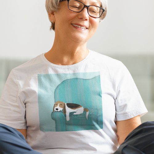 Happy Couch Dog  Cute Relaxed Beagle  Animal Art T_Shirt