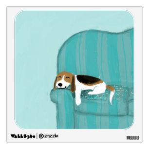 Happy Couch Dog - Cute Sleeping Beagle   Pet Art Wall Decal