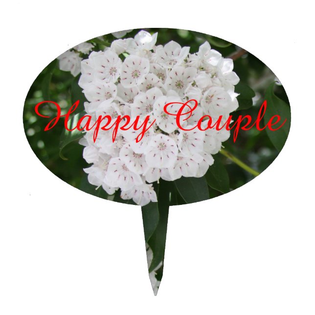 Happy Couple Beautiful Mountain Laurel Flower Cake Topper (Front)