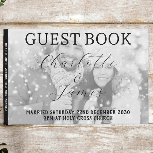 Happy Couple Black And White Photo Wedding Guest Book