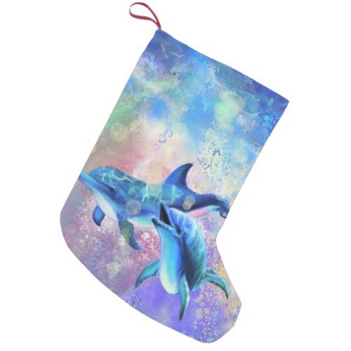 Happy Couple Dolphin Christmas Stocking