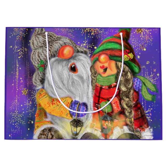 Happy Couple Gnome Christmas Gift Bag (Front)