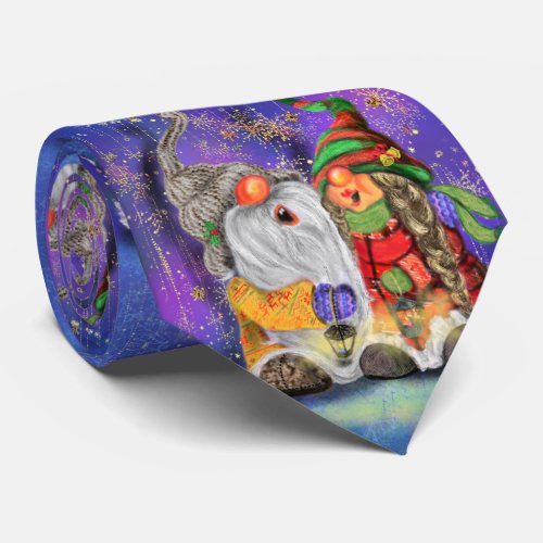 Happy Couple Gnomes Funny Christmas Neck Tie