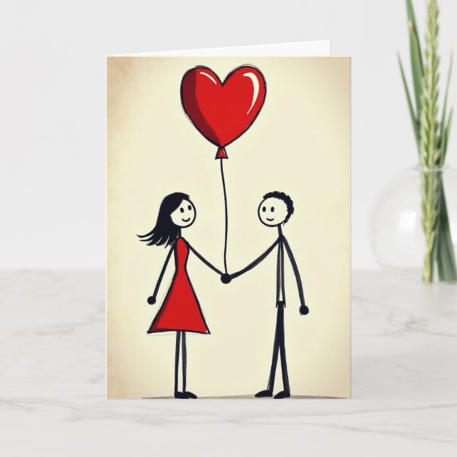 Happy Couple Heart Love Card (Front)