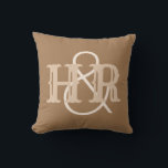 Happy Couple Initials on a Throw Pillow<br><div class="desc">Wedding gift cushion. The initials printed onto this throw pillow make for an ideal wedding gift for a married couple. Incorporates the two initials.</div>