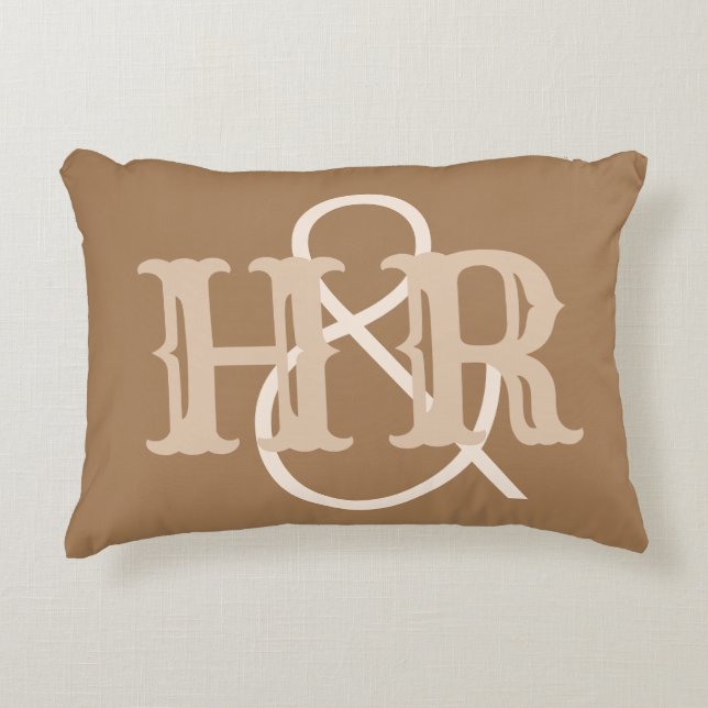 Happy Couple Initials on an Accent Pillow (Front)
