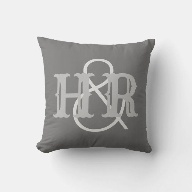 Happy Couple Joint Initials on a Throw Pillow (Front)